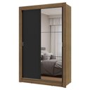 Ver imagem 3 de Guarda-roupa Solteiro 2 Portas de Correr com Espelho Rustic/preto Milano Madesa Rustic/preto