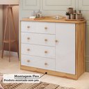 Ver mais imagens de Cômoda de Bebê 120,30cm 1 Porta e 4 Gavetas 100% MDF Maya Clássico Espresso Móveis Branco/Brilho/Amêndoa