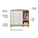 Ver imagem 6 de Cômoda de Bebê 120,30cm 1 Porta e 4 Gavetas 100% Mdf Maya Clássico Espresso Móveis