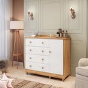 Ver imagem 1 de Cômoda de Bebê 120,30cm 1 Porta e 4 Gavetas 100% MDF Maya Clássico Espresso Móveis Branco/Brilho/Amêndoa