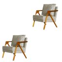 Ver imagem 1 de Kit 2 Poltronas Cadeira Marilia Recepção - Suede Bege