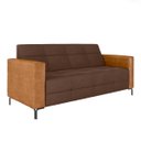 Ver imagem 1 de Sofá Living Decorativo Houston 2 Lugares 180cm Pés em Metal Veludo/ Pu Marrom/ Caramelo G33 - Gran B
