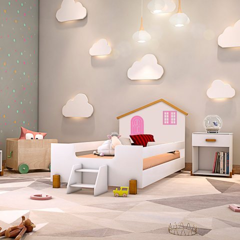 Cama Infantil Juvenil Belissima Rosa - Branca e Mel