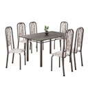 Ver imagem 2 de Conjunto de Mesa Retangular 140x75cm Tampo Ardósia Indiano 6 Cadeiras Lavínea Prata/Arabesco/Mart