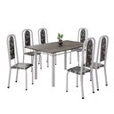 Ver imagem 2 de Conjunto de Mesa Retangular 140x75cm Tampo Ardósia Indiano 6 Cadeiras Lavínea Branco/Preto Floral/Mart Pérola