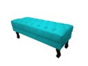 Ver imagem 1 de Recamier Luis Xv Capitonê Retrô 100cm Suede Azul Tifany Pés Madeira Ms Decor