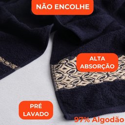 Jogo de Toalhas de Banho Algodão 5 Peças Completo Aslan Sonhare Sultan Marinho e Branco - 6