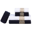 Ver imagem 1 de Jogo de Toalhas de Banho Algodão 5 Peças Completo Aslan Sonhare Sultan Marinho e Branco