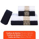 Ver imagem 3 de Jogo de Toalhas de Banho Algodão 5 Peças Completo Aslan Sonhare Sultan Marinho e Branco