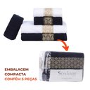 Ver imagem 4 de Jogo de Toalhas de Banho Algodão 5 Peças Completo Aslan Sonhare Sultan Marinho e Branco