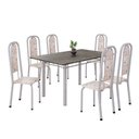 Ver imagem 2 de Conjunto de Mesa Retangular 140x75cm Tampo Ardósia Indiano 6 Cadeiras Lavínea Branco/Botanic Bege/Mart Pérola