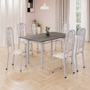 Ver imagem 1 de Conjunto de Mesa Retangular 140x75cm Tampo Ardósia Indiano 6 Cadeiras Lavínea Branco/Botanic Bege/Mart Pérola