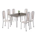 Ver imagem 2 de Conjunto de Mesa Retangular 140x75cm Tampo Ardósia Indiano 6 Cadeiras Lavínea Branco/Arabesco/Mart Pérola