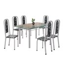Ver imagem 2 de Conjunto de Mesa Retangular 140x75cm Tampo de Vidro 6 Cadeiras Lavínea Branco/Preto Floral/Mart Pérola
