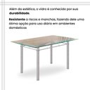 Ver mais imagens de Conjunto de Mesa Retangular 140x75cm Tampo de Vidro 6 Cadeiras Lavínea Branco/Preto Floral/Mart Pérola