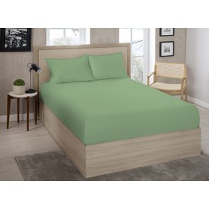 Lencol Casal (138) Avulso Liso Sortido C/ Elastico 70% Algodao 30% Poliester - Estamparia:verde Oliv