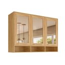 Ver imagem 2 de Armário Aéreo 3 Portas Vidro 100% MDF 120cm Malta Espresso Móveis Marrom/Amêndoa