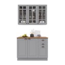 Ver imagem 1 de Cozinha Compacta Bariloche 6 Portas 2 Gavetas com Vidro e Tampo 100% MDF Titânio Fosco - Indékes