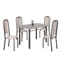 Ver imagem 2 de Conjunto de Mesa Retangular 120x75cm Tampo Granito Ocre 4 Cadeiras Lavínea Prata/Botanic Bege/Mart
