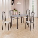 Ver imagem 1 de Conjunto de Mesa Retangular 120x75cm Tampo Granito Ocre 4 Cadeiras Lavínea Prata/Arabesco/Mart
