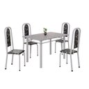Ver imagem 2 de Conjunto de Mesa Retangular 120x75cm Tampo Granito Ocre 4 Cadeiras Lavínea Branco/Preto Floral/Mart Pérola