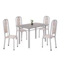 Ver imagem 2 de Conjunto de Mesa Retangular 120x75cm Tampo Granito Ocre 4 Cadeiras Lavínea Branco/Botanic Bege/Mart Pérola