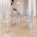 Ver imagem 1 de Conjunto de Mesa Retangular 120x75cm Tampo Granito Ocre 4 Cadeiras Lavínea Branco/Arabesco/Mart Pérola