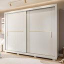 Ver imagem 1 de Guarda-Roupa 2 Portas com Pé e Espelho Interno de Correr 269cm 100% MDF Diamantina Espresso Móveis Bege/Off White/Grafiatto
