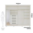 Ver imagem 3 de Guarda-Roupa 2 Portas com Pé e Espelho Interno de Correr 269cm 100% MDF Diamantina Espresso Móveis Bege/Off White/Grafiatto
