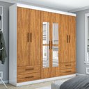 Ver imagem 1 de Guarda-roupa Casal Mondo 6 Portas 4 Gavetas com Espelho Branco/cinamomo - Pnr Móveis