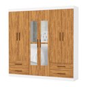 Ver imagem 3 de Guarda-roupa Casal Mondo 6 Portas 4 Gavetas com Espelho Branco/cinamomo - Pnr Móveis