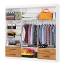 Ver imagem 2 de Guarda-roupa Casal Mondo 6 Portas 4 Gavetas com Espelho Branco/cinamomo - Pnr Móveis