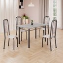 Ver imagem 1 de Conjunto de Mesa Retangular 120x75cm Tampo Granito Topázio 4 Cadeiras Lavínea