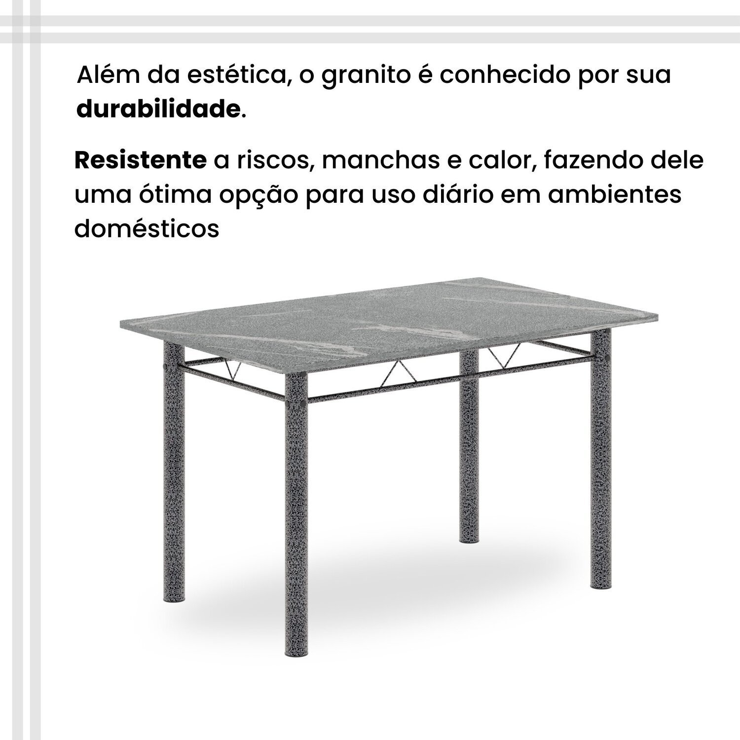 Conjunto de Mesa Retangular a 120x75cm Tampo Granito Topázio 4 Cadeiras Lavínea - 8