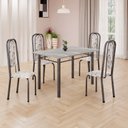 Ver imagem 1 de Conjunto de Mesa Retangular 120x75cm Tampo Granito Topázio 4 Cadeiras Lavínea Prata/Arabesco/Mart