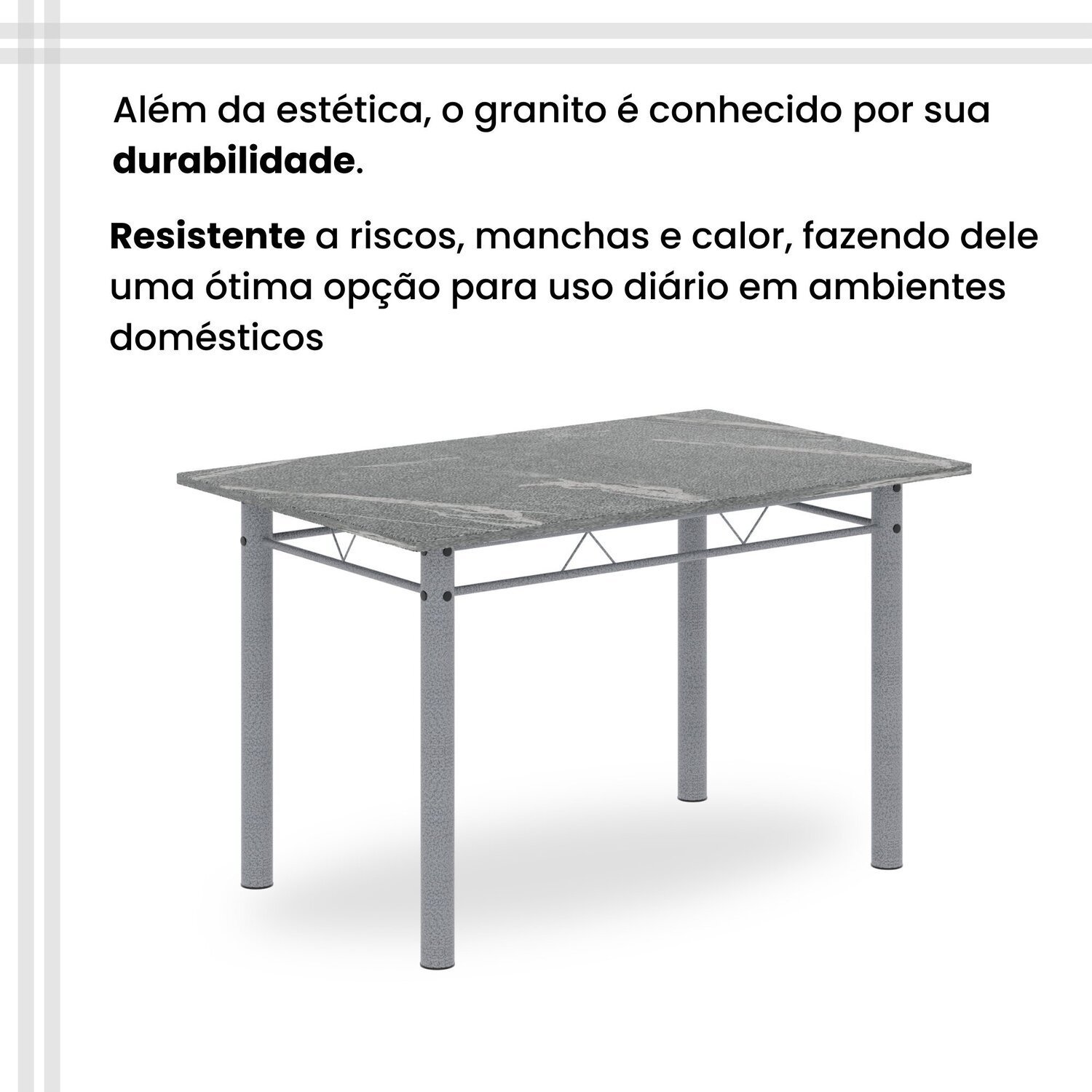 Conjunto de Mesa Retangular a 120x75cm Tampo Granito Topázio 4 Cadeiras Lavínea - 8