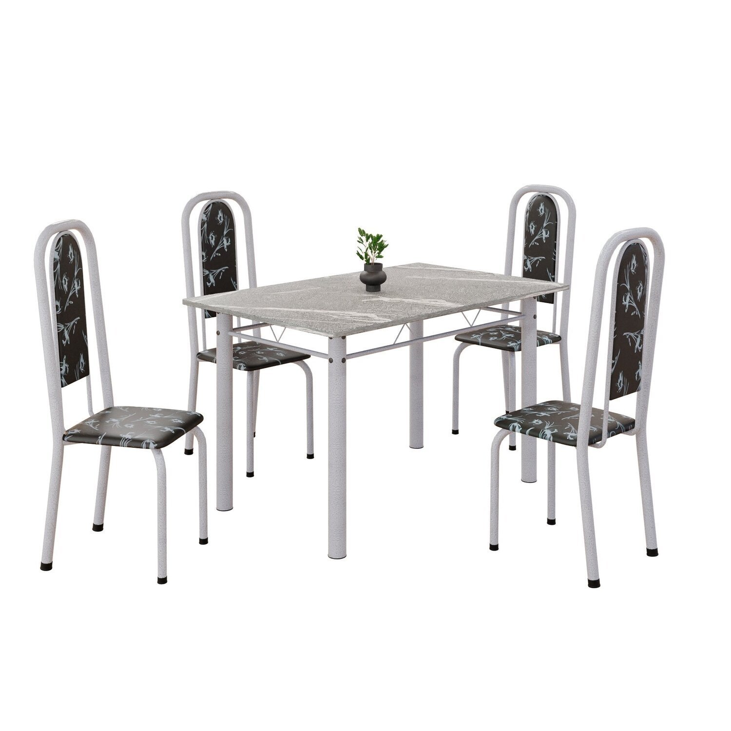 Conjunto de Mesa Retangular a 120x75cm Tampo Granito Topázio 4 Cadeiras Lavínea - 2