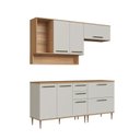 Ver imagem 3 de Cozinha Modulada 6 Peças com Tampo 120cm Nicho Decorativo Balcão para Cooktop Isabelle Bege/Freijó/Arenas