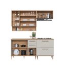 Ver imagem 7 de Cozinha Modulada 6 Peças com Tampo 120cm Nicho Decorativo Balcão para Cooktop Isabelle Bege/Freijó/Arenas