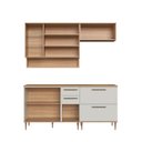 Ver imagem 5 de Cozinha Modulada 6 Peças com Tampo 120cm Nicho Decorativo Balcão para Cooktop Isabelle Bege/Freijó/Arenas