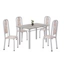 Ver imagem 2 de Conjunto de Mesa Retangular 120x75cm Tampo Granito Topázio 4 Cadeiras Lavínea Branco/Botanic Bege/Mart Pérola