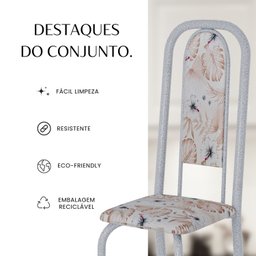 Conjunto de Mesa Retangular 120x75cm Tampo Granito Topázio 4 Cadeiras Lavínea - 13