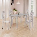 Ver imagem 1 de Conjunto de Mesa Retangular 120x75cm Tampo Granito Topázio 4 Cadeiras Lavínea Branco/Arabesco/Mart Pérola