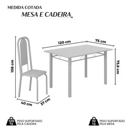 Conjunto de Mesa Retangular 120x75cm Tampo Granito Topázio 4 Cadeiras Lavínea - 3