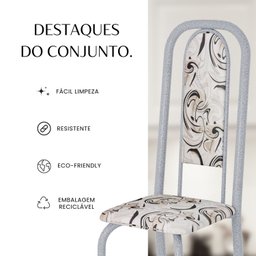 Conjunto de Mesa Retangular 120x75cm Tampo Granito Topázio 4 Cadeiras Lavínea - 13