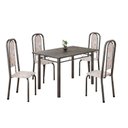 Ver imagem 2 de Conjunto de Mesa Retangular 120x75cm Tampo Ardósia Indiano 4 Cadeiras Lavínea Prata/Botanic Bege/Mart