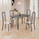 Ver imagem 1 de Conjunto de Mesa Retangular 120x75cm Tampo Ardósia Indiano 4 Cadeiras Lavínea Prata/Arabesco/Mart
