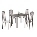 Ver imagem 2 de Conjunto de Mesa Retangular 120x75cm Tampo Ardósia Indiano 4 Cadeiras Lavínea Prata/Arabesco/Mart
