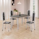 Ver imagem 1 de Conjunto de Mesa Retangular 120x75cm Tampo Ardósia Indiano 4 Cadeiras Lavínea Branco/Preto Floral/Mart Pérola