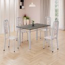 Ver imagem 1 de Conjunto de Mesa Retangular 120x75cm Tampo Ardósia Indiano 4 Cadeiras Lavínea Branco/Botanic Bege/Mart Pérola